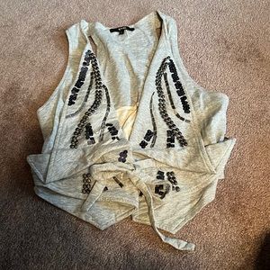 Buckle vest with rhinestone and sequins detail size large